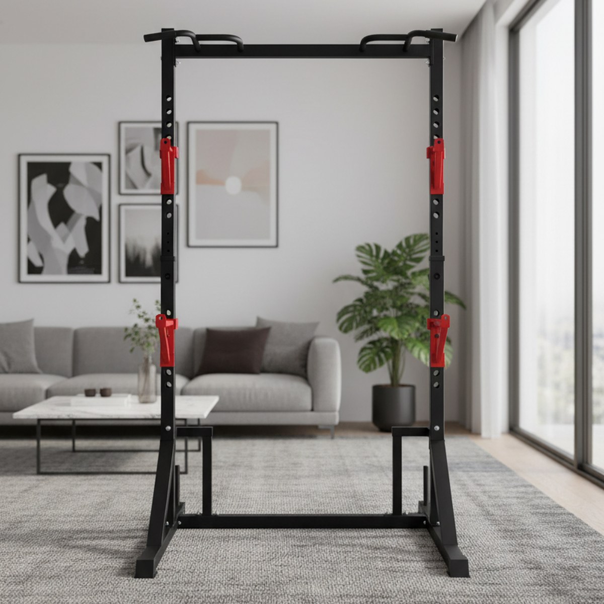 Home Gym Rack - Verstellbares Power Rack mit Klimmzugstange, Home-Gym-Kniebeugengestell,