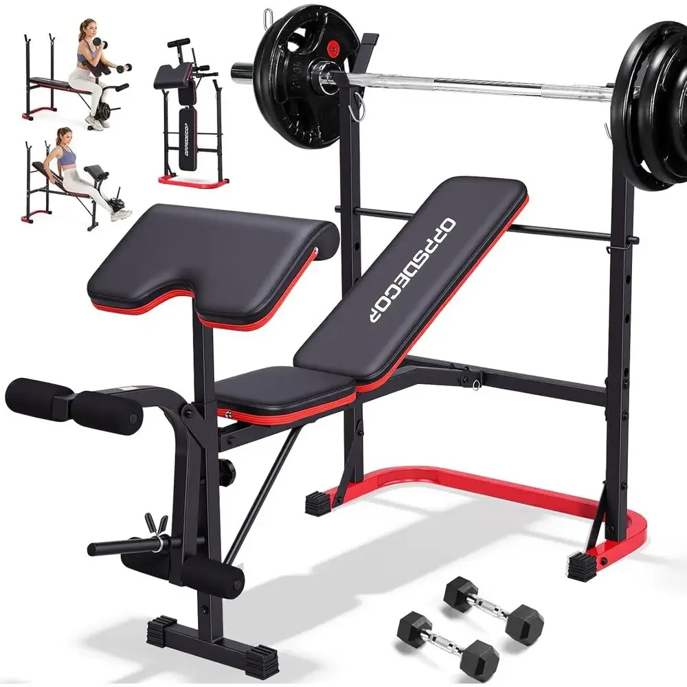 Adjustable Weight Bench - 8-in-1 Verstellbare Hantelbank mit Kniebeugenständer, Beinstrecker