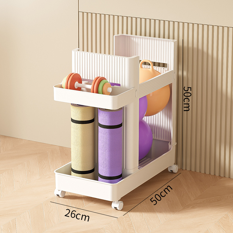 Home Gym Folding Rack - Rollbarer Yoga-Matten-Aufbewahrungsständer mit Rädern, Multifunktionaler Organizer