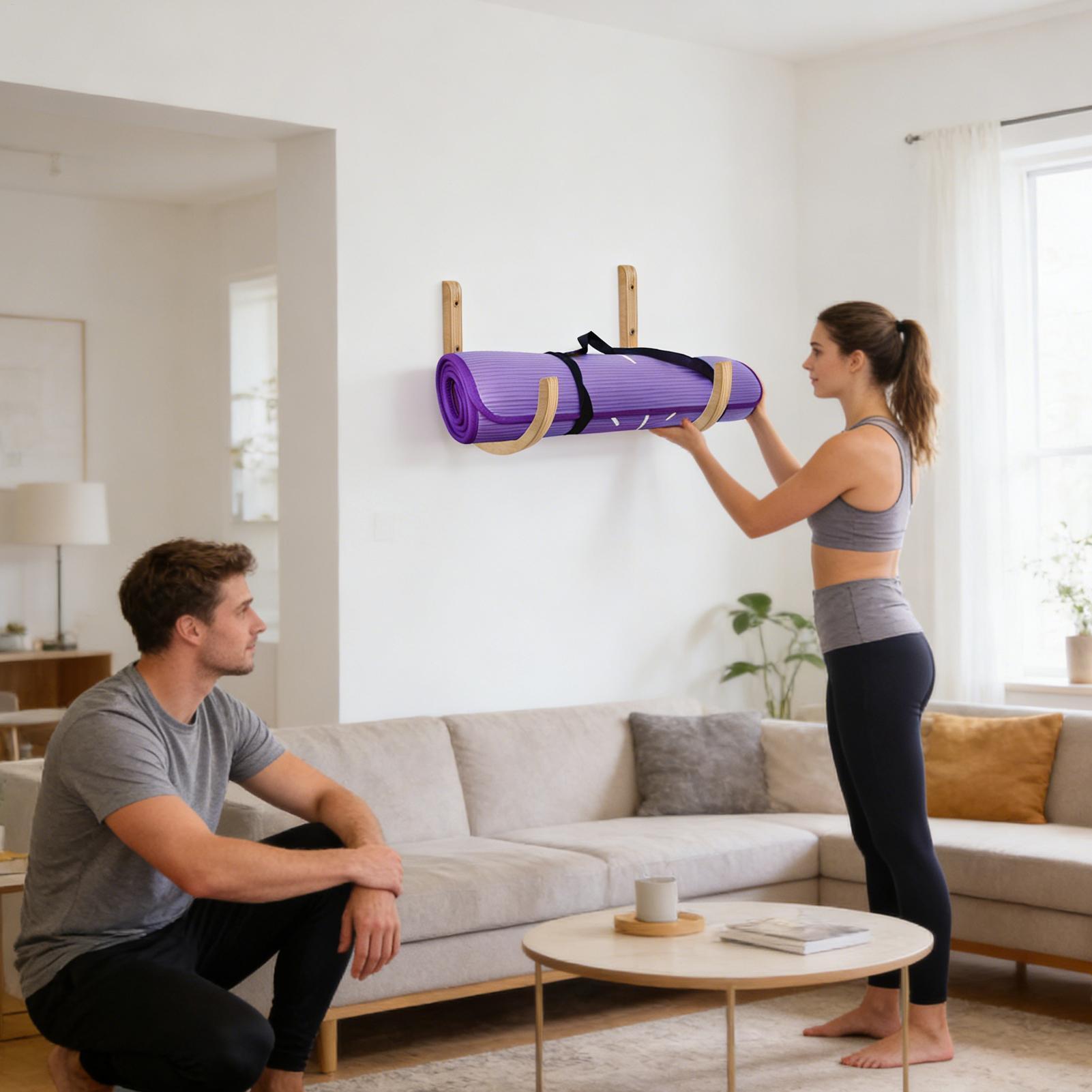 Home Gym Folding Rack - Yoga-Matten-Organizer, 2 Stück, aus Holz mit