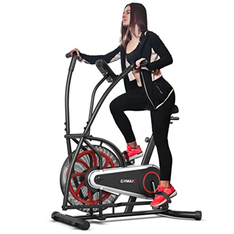 Home Gym Leg - Heimfitness-Cardio-Training: Ventilatorfahrrad mit Luftwiderstand, schwarzem Stahlrahmen,