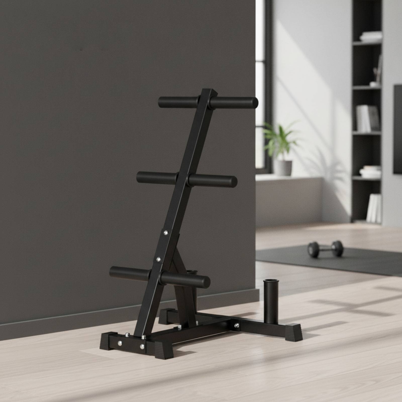 Home Gym Folding Rack - Hantelscheibenständer Platzsparender Gewichtsplattenständer mit Langhantelhaltern Kompakt