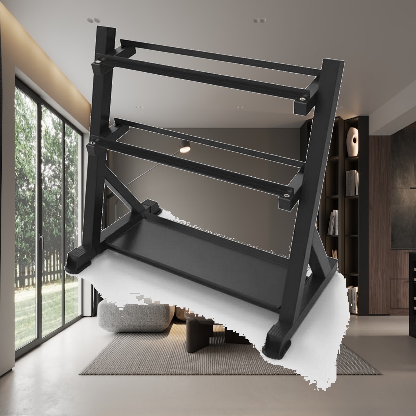 Home Gym Rack - 3-stufiger Hantelständer, platzsparend, robust, für Heimfitness-Studio-Nutzer