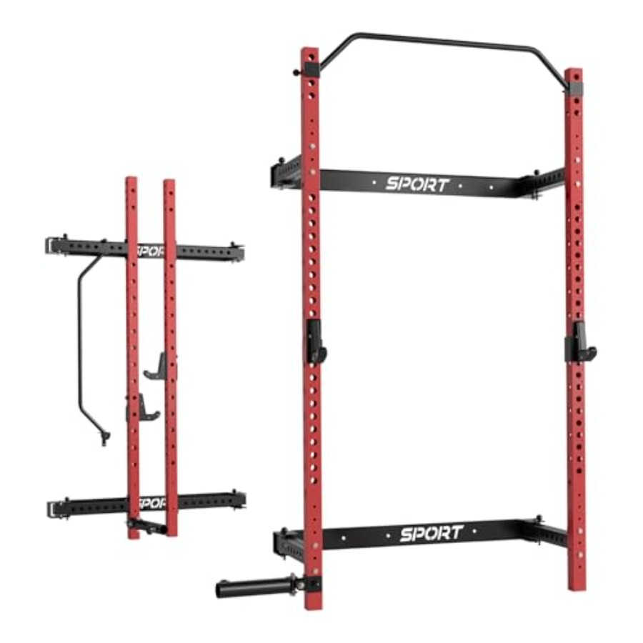 Home Gym Folding Rack - Heimtrainer-Kniebeugenständer: Stahl, schwarz, 2,36 Zoll x