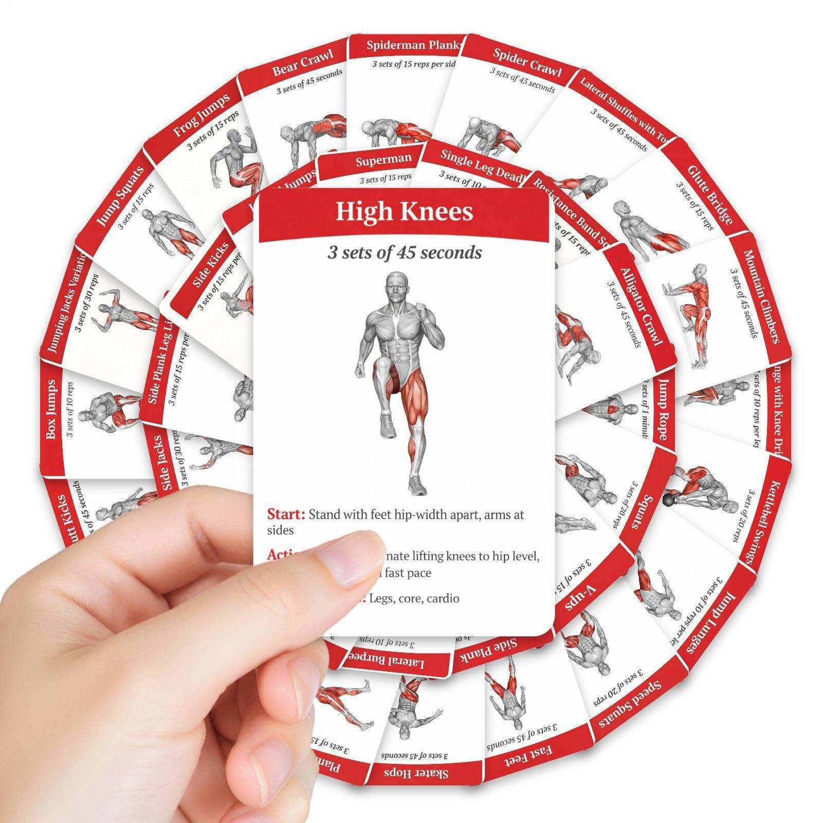 Home Gym Guide - Workout-Karten-Set, 36 Stück, hochauflösende, tragbare Karten,