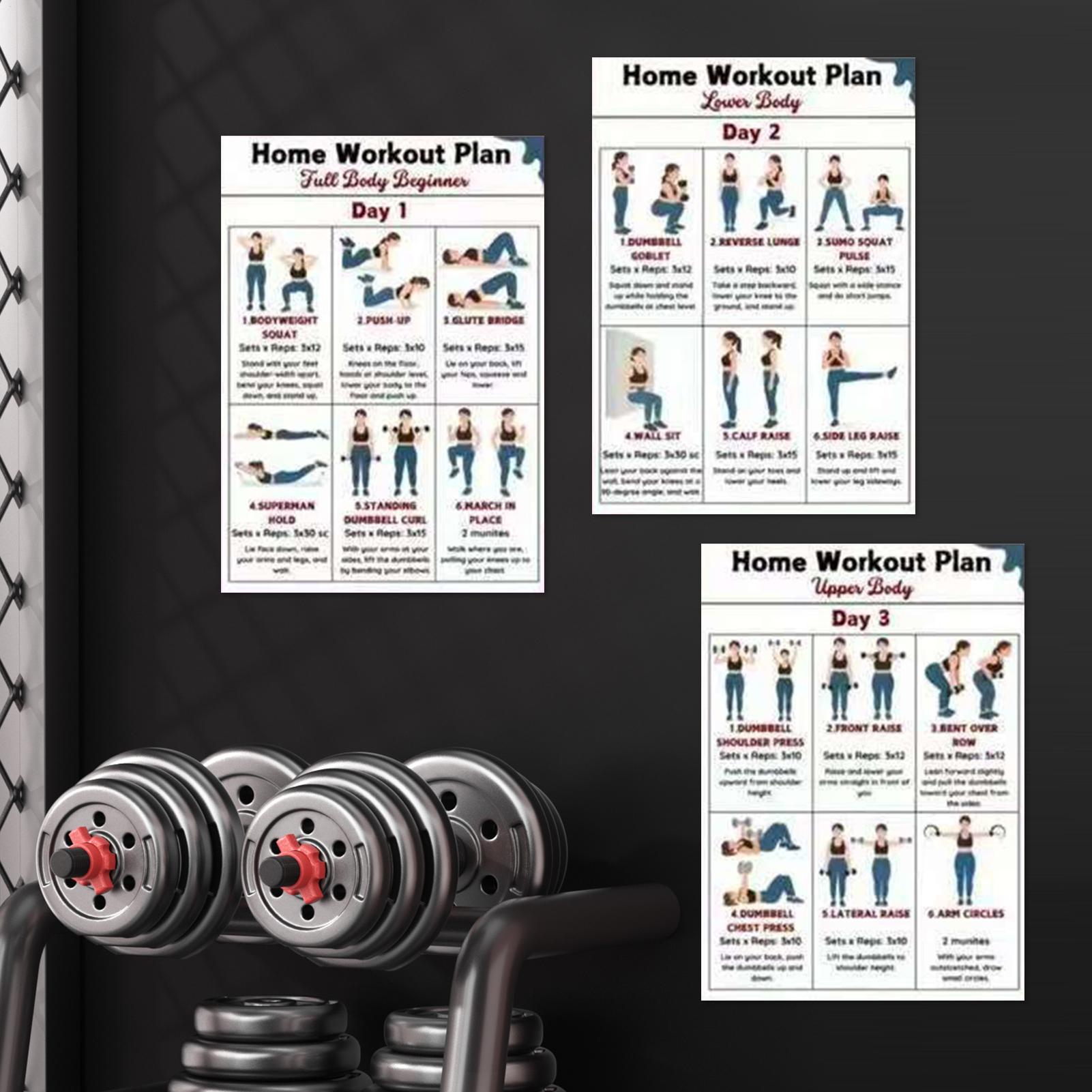 Home Gym Guide - Fitness-Poster 6-teilig Ganzkörper-Heimtrainer-Führer Yoga-Hantel-Dehn-Workout-Poster für Wohnheim