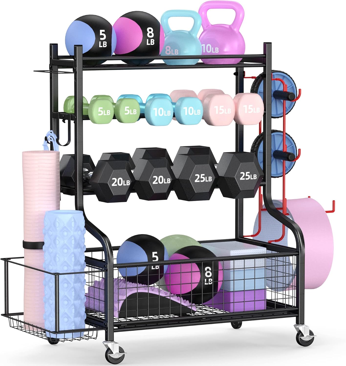 Home Gym Rack - Hantelständer für das Heimstudio mit Rollen,