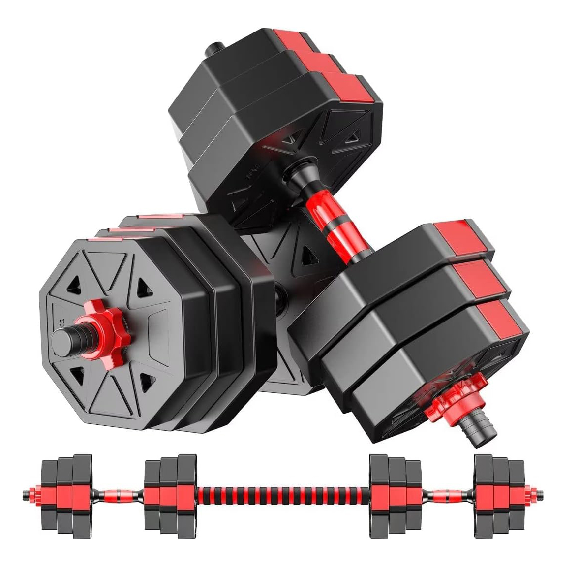Home Gym Kit For Men - Verstellbares Hantel-zu-Langhantel-Fitness-Set – 44 Pfund rutschfester