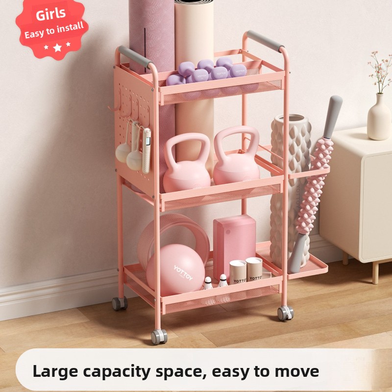 Home Gym Folding Rack - Minimalistisches Eisen-Aufbewahrungsregal Mehrstöckiger Mobiler Organizer für